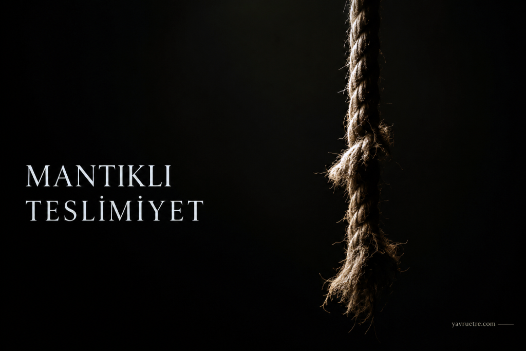 Ahlat Ağacı filmindeki intihar ihtimalini simgeleyen, karanlıkta sarkan kenevir urgan görseli.