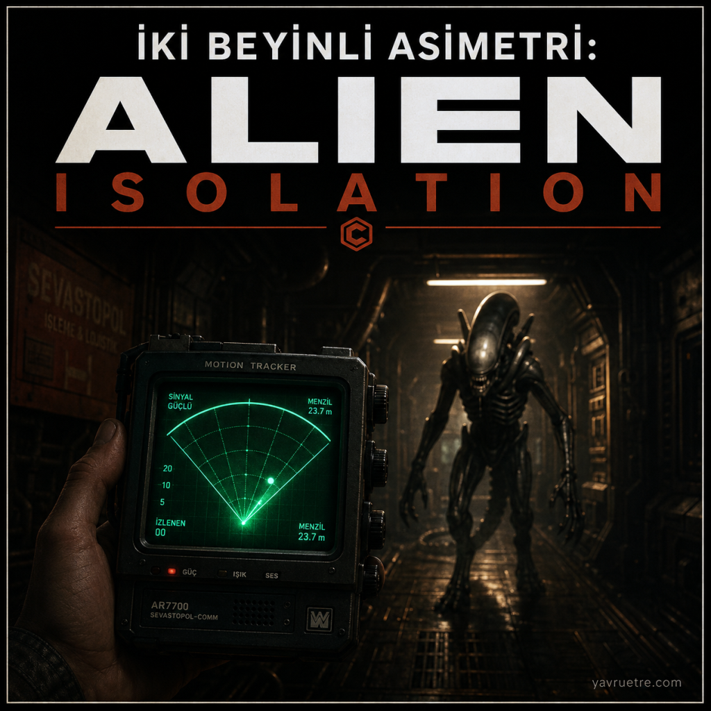 Alien Isolation hareket dedektörü ve karanlık koridordaki Xenomorph yapay zeka tasarımı